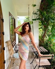 Vibrant Raiza Wilson Legs in a Multicolor Patchwork Mini Dress Photos 03 Vibrant Raiza Wilson Legs in a Multicolor Patchwork Mini Dress Photos 03