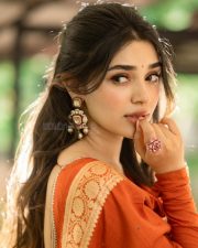 Winsome Actress Krithi Shetty in a Orange Embroidered Salwar Suit Photos 01 Winsome Actress Krithi Shetty in a Orange Embroidered Salwar Suit Photos 01