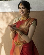 Actress Adah Sh rma in a Saree with Diwali Lamp Photo 01