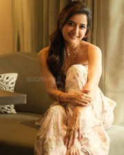 Actress Ashika Ranganath in a Beige Strapless Sharara Suit Pictures 03 Actress Ashika Ranganath in a Beige Strapless Sharara Suit Pictures 03