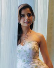 Actress Ashika Ranganath in a Beige Strapless Sharara Suit Pictures 08