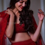 Actress Kajal Aggarwal Red Dress Photoshoot Pictures