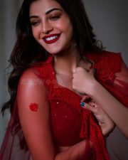 Actress Kajal Aggarwal Red Dress Photoshoot Pictures