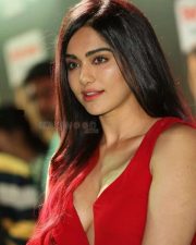 Adah Sharma Showing Side Cleavage in a Red Dress Photo 01