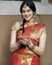 Adah Sharma in a Traditional Diwali Saree with a lamp in hand Photo 01