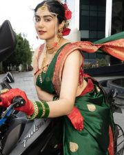Adorable Adah Sharma Riding a Bike in Saree Pictures 01