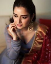 Alluring Actress Ashika Ranganath in a Red Bandhani Saree and Blue Grey V Neck Blouse Photos 06 Alluring Actress Ashika Ranganath in a Red Bandhani Saree and Blue Grey V Neck Blouse Photos 06