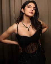 Attractive Misha Narang in a Black Textured Bralette Top with a Matching Black Skirt Photos 01