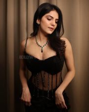 Attractive Misha Narang in a Black Textured Bralette Top with a Matching Black Skirt Photos 02