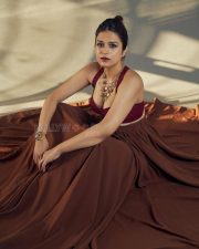 Beautiful Actress Shraddha Das in a Brown Lehenga Choli Photos 02