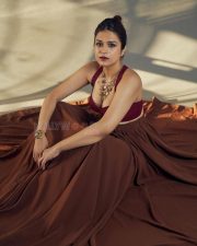 Beautiful Actress Shraddha Das in a Brown Lehenga Choli Photos 02