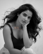 Beautiful Ashika Ranganath in a Crop Top Black and White Pictures 06