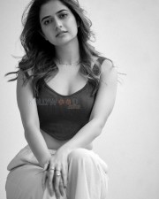 Beautiful Ashika Ranganath in a Crop Top Black and White Pictures 09