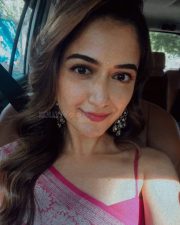 Beautiful Ashika Ranganath in a Pink Saree with a Sleeveless Blouse Photos 04