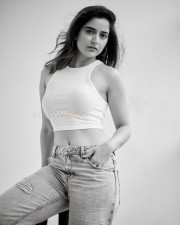 Beautiful Ashika Ranganath in a White Crop Top Black and White Photos 01 Beautiful Ashika Ranganath in a White Crop Top Black and White Photos 01