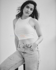 Beautiful Ashika Ranganath in a White Crop Top Black and White Photos 07 Beautiful Ashika Ranganath in a White Crop Top Black and White Photos 07
