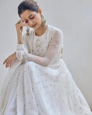 Beautiful Kannada Actress Ashika Ranganath in a White Anarkali Lehenga Photos 05