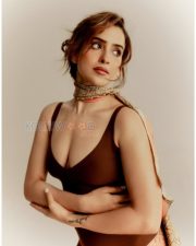 Bold Sanya Malhotra Cleavage in a Brown plunge bodysuit and lace tights Photos 02 Bold Sanya Malhotra Cleavage in a Brown plunge bodysuit and lace tights Photos 02