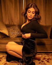 Bold Shraddha Das in a Sexy Designer Black Dress Photoshoot Pictures 03