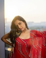 Cute Ashika Ranganath Red Saree Photoshoot Pictures 04
