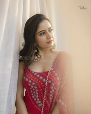 Cute Ashika Ranganath Red Saree Photoshoot Pictures 05