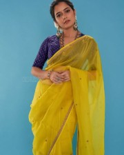 Cute Ashika Ranganath in a Yellow Saree Picture 01