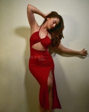 Do Deewane Seher Mein Actress Sandeepa Dhar in a Bold Red Halter Neck Maxi Dress Pictures 01