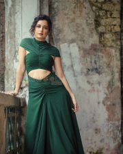 Enchanting Actress Ashika Ranganath in a Dark green ruched cut out gown Photos 02 Enchanting Actress Ashika Ranganath in a Dark green ruched cut out gown Photos 02
