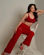 Glamorous Actress Sandeepa Dhar in a Red Crop Bralette and Pants Photos 03
