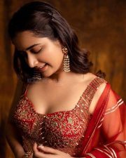 Gorgeous Ashika Ranganath in a Red Lehenga Pictures 02