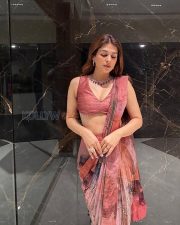 Graceful Actress Shraddha Das in a Dusty Rose Digital Print Saree Photos 01 Graceful Actress Shraddha Das in a Dusty Rose Digital Print Saree Photos 01