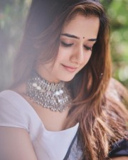 Graceful Ashika Ranganath in a Black Printed Saree with White Blouse Pictures 03