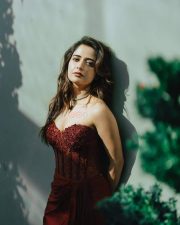 Naa Saami Ranga Actress Ashika Ranganath in a Rust Red Strapless Corset Gown Photos 04