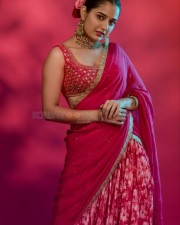 Pattathu Arasan Movie Heroine Ashika Ranganath Hot in Red Saree Photos 06