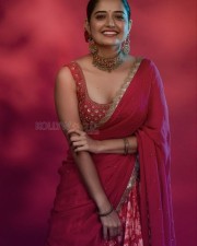 Pattathu Arasan Movie Heroine Ashika Ranganath Hot in Red Saree Photos 07