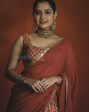 Pattathu Arasan Movie Heroine Ashika Ranganath Hot in Red Saree Photos 08