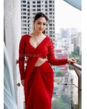 Ravishing Sandeepa Dhar in a Sexy Red Saree Pictures 02