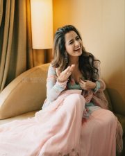 Rising Beauty Ashika Ranganath in a Light Blue Floral Embroidered Top with Flowing Palazzo Pants Photos 01 Rising Beauty Ashika Ranganath in a Light Blue Floral Embroidered Top with Flowing Palazzo Pants Photos 01