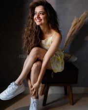 Sandalwood Beauty Ashika Ranganath in a White and Yellow Printed Mini Dress Photos 04