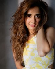 Sandalwood Beauty Ashika Ranganath in a White and Yellow Printed Mini Dress Photos 06