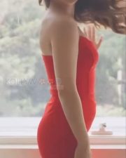 Sexy Sandeepa Dhar in a Strapless Red Bodycon Dress Pictures 04