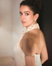Sexy Sanya Malhotra in a Halter Neck Satin Dress Pictures 01
