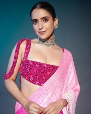 Sexy Sanya Malhotra in a Pink Sequin Manish Malhotra Saree Photos 01