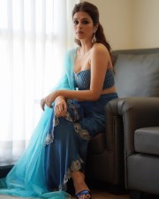 Sexy Shraddha Das in a Blue Lehenga with Sheer Dupatta Pictures 04