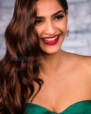 Sexy Sonam Kapoor Cleavage in Green Dress Photos 02