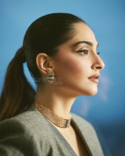 Sexy Sonam Kapoor in a Black Bralette with Full Sleeve Grey Blazer and Black Skirt Photos 02