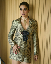 Striking Sanya Malhotra Legs in a Gold And Black Brocade Deep V Blazer Mini Dress With Sequin Bow Photos 06 Striking Sanya Malhotra Legs in a Gold And Black Brocade Deep V Blazer Mini Dress With Sequin Bow Photos 06