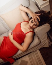 Stunning Shraddha Das in a Red Short Dress with a Deep Cleavage Neckline Photos 02