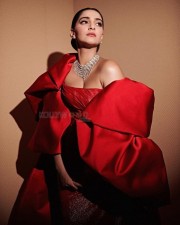 Stylish Sonam Kapoor in a Red Gown Photos 04