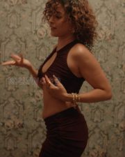 Sultry Sanya Malhotra Cleavage in a Dark Brown Cutout Halter Crop Top Photos 02 Sultry Sanya Malhotra Cleavage in a Dark Brown Cutout Halter Crop Top Photos 02